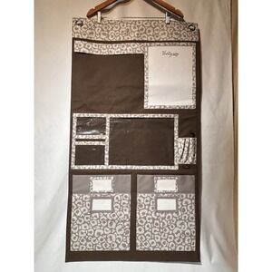 Thirty One 31 Hanging Wall Home Organizer 22 x 41" Brown White Preowned -Pockets